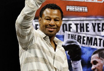LAS VEGAS - JULY 30: Boxer Shane Mosley appears during the official weigh-in for WBA/WBO lightweight champion Juan Manuel Marquez and Juan Diaz at the Mandalay Bay Events Center July 30, 2010 in Las Vegas, Nevada. Marquez will defend his titles against Diaz on July 31 in Las Vegas. (Photo by Ethan Miller/Getty Images)