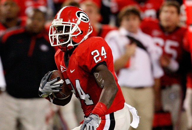 ATLANTA - NOVEMBER 28:  Washaun Ealey #24 of the Georgia Bulldogs against the Georgia Tech Yellow Jackets at Bobby Dodd Stadium on November 28, 2009 in Atlanta, Georgia.  (Photo by Kevin C. Cox/Getty Images)