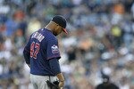 DETROIT - JULY 09:  Francisco Liriano #47 of the Minnesota Twins reacts after giving up a second-inning triple off the bat of Carlos Guillen #9 of the Detroit Tigers during the game on July 9, 2010 at Comerica Park in Detroit, Michigan. The Tigers defeated the Twins 7-3. (Photo by Leon Halip/Getty Images)