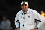 STARKVILLE, MS - OCTOBER 24:  Head coach Dan Mullen of the Mississippi State Bulldogs, during pre game warm up against the Florida Gators, at Davis Wade Stadium on  October 24, 2009 in Starkville, Mississippi  (Photo by Rick Dole/Getty Images)