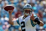 CHARLOTTE, NC - SEPTEMBER 19:  Jimmy Clausen #2 of the Carolina Panthers throws a pass against the Tampa Bay Buccaneers during their game at Bank of America Stadium on September 19, 2010 in Charlotte, North Carolina.  (Photo by Streeter Lecka/Getty Images)