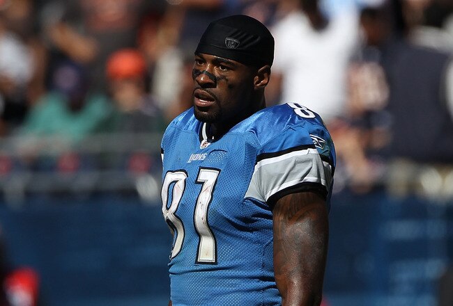 CHICAGO - SEPTEMBER 12: Calvin Johnson #81 of the Detroit Lions waits for a instant replay ruling on an apparent touchdown catch in the final minute against the Chicago Bears during the NFL season opening game at Soldier Field on September 12, 2010 in Chicago, Illinois. The Bears defeated the Lions 19-14. (Photo by Jonathan Daniel/Getty Images)