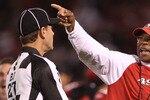 SAN FRANCISCO - SEPTEMBER 20:  Head coach Mike Singletary of the San Francisco 49er talks to a referee against the New Orleans Saints during an NFL game at Candlestick Park on September 20, 2010 in San Francisco, California.(Photo by Jed Jacobsohn/Getty Images)