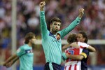 MADRID, SPAIN - SEPTEMBER 19: Gerard Pique of Barcelona celebrates after the La Liga match between Atletico Madrid and Barcelona at Vicente Calderon Stadium on September 19, 2010 in Madrid, Spain. (Photo by Angel Martinez/Getty Images)