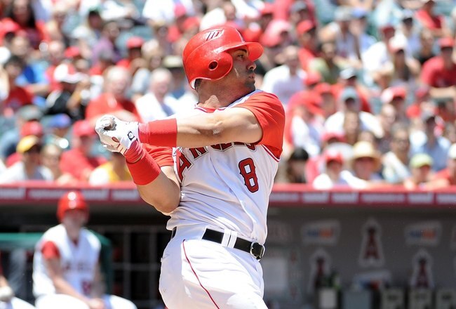 ANAHEIM, CA - MAY 29:  Kendry Morales #8 of the Los Angeles Angels at bat against the Seattle Mariners at Angel Stadium on May 29, 2010 in Anaheim, California.  (Photo by Harry How/Getty Images)