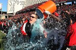 CINCINNATI, OH - NOVEMBER 29: Head coach Brian Kelly of the Cincinnati Bearcats gets doused with Gatorade at the end of the game against the Syracuse Orange at Nippert Stadium on November 29, 2008 in Cincinnati, Ohio. The Bearcats defeated the Orange 30-10 to claim the Big East title and a spot in the Orange Bowl. (Photo by Joe Robbins/Getty Images)