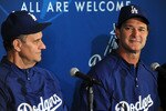 LOS ANGELES, CA - SEPTEMBER 17:  (L-R)Manager Joe Torre and coach Don Mattingly of the Los Angeles Dodgers attend a press conference announcing that Mattingly will manage the Dodgers in 2011 at Dodger Stadium on September17, 2010 in Los Angeles, California.  (Photo by Lisa Blumenfeld/Getty Images)