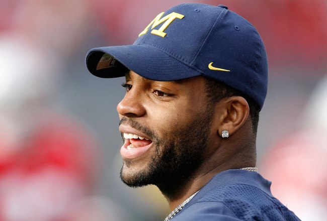 COLUMBUS, OH - NOVEMBER 18:  Braylon Edwards, Cleveland Browns wide receiver and former receiver for the University of Michigan is seen on the field prior to the game between the Ohio State Buckeyes and the Michigan Wolverines November 18, 2006 at Ohio Stadium in Columbus, Ohio.  (Photo by Gregory Shamus/Getty Images)