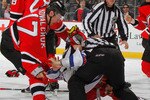 NEWARK, NJ - SEPTEMBER 25: Ilya Kovalchuk #17 of the New Jersey Devils fights with Sean Avery #16 of the New York Rangers in the second period of a preseason hockey game at Prudential Center on September 25, 2010 in Newark, New Jersey.  (Photo by Paul Bereswill/Getty Images)