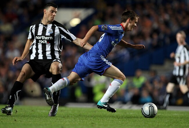 LONDON, ENGLAND - SEPTEMBER 22:  Josh McEachran of Chelsea goes past Haris Vuckic of Newcastle during the Carling Cup third round match between Chelsea and Newcastle United at Stamford Bridge on September 22, 2010 in London, England.  (Photo by Ian Walton/Getty Images)