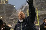 SEATTLE - DECEMBER 21:  Head coach Mike Holmgrem of the Seattle Seahawks waves to fans after his final home game as head coach against the New York Jets on December 21, 2008 at Qwest Field in Seattle, Washington. The Seahawks defeated the Jets 13-3. (Photo by Otto Greule Jr/Getty Images)