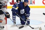TORONTO, ON MARCH 13:  Mikhail Grabovski #84 of the Toronto Maple Leafs plays goaltender in a game against the Edmonton Oilers on March 13, 2010 at the Air Canada Centre in Toronto, Ontario. (Photo by Claus Andersen/Getty Images)