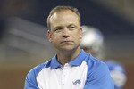 DETROIT - SEPTEMBER 02:  Detroit Lions offensive coordinator Scott Linehan watches the warms up prior to the start of the preseason game at Ford Field on September 2, 2010 in Detroit, Michigan. The Lions defeated the Bills 28-23.  (Photo by Leon Halip/Getty Images)
