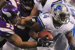 MINNEAPOLIS - SEPTEMBER 26:  Running back Jahvid Best #44 of the Detroit Lions is pursued by Kevin Williams #93 of the Minnesota Vikings during the first half at Hubert H. Humphrey Metrodome on September 26, 2010 in Minneapolis, Minnesota. The Vikings defeated the Lions 24-10.  (Photo by Jeff Gross/Getty Images)