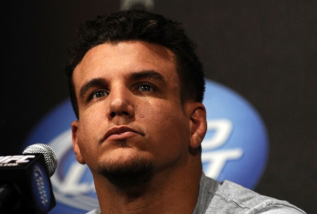 NEW YORK - MARCH 24:  Frank Mir of Las Vegas, Nevada speaks at a press conference for UFC 111 at Radio City Music Hall on March 24, 2010 in New York City.  Mir will face Shane Carwin of Denver, Colorado in the INterim heavyweight title bout.  (Photo by Jeff Zelevansky/Getty Images)
