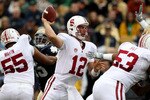SOUTH BEND, IN - SEPTEMBER 25: Andrew Luck #12 of the Stanford Cardinal passes the ball against the Notre Dame Fighting Irish at Notre Dame Stadium on September 25, 2010 in South Bend, Indiana. (Photo by Jonathan Daniel/Getty Images)