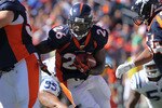 DENVER - SEPTEMBER 26:  Running back Laurence Maroney #26 of the Denver Broncos rushes with the ball against the Indianapolis Colts at INVESCO Field at Mile High on September 26, 2010 in Denver, Colorado. The Colts defeated the Broncos 27-13.  (Photo by Doug Pensinger/Getty Images)