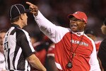 SAN FRANCISCO - SEPTEMBER 20:  Head coach Mike Singletary of the San Francisco 49er talks to a referee against the New Orleans Saints during an NFL game at Candlestick Park on September 20, 2010 in San Francisco, California.(Photo by Jed Jacobsohn/Getty Images)