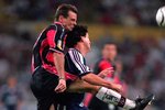 9 Mar 2000:  Diego Cocca of Atlas challenges Pedro Gonzalez of Universidad de Chile during the Copa Libertadores group 4 match at the Estadio Jalisco in Guadalajara, Mexico. The game ended goalless. \ Mandatory Credit: Allsport UK /Allsport