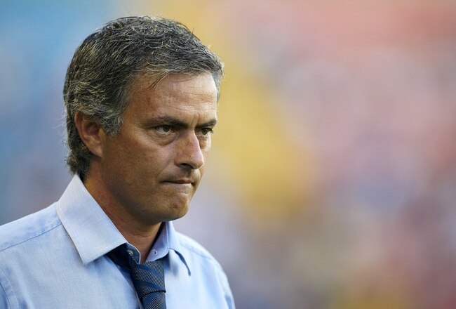 VALENCIA, SPAIN - SEPTEMBER 25:  Head coach Jose Mourinho of Real Madrid looks on before the La Liga match between Levante UD and Real Madrid at Ciutat de Valencia on September 25, 2010 in Valencia, Spain. The match ended in a 0-0 draw.  (Photo by Manuel Queimadelos Alonso/Getty Images)