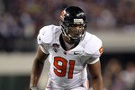 ARLINGTON, TX - SEPTEMBER 04:  Defensive end Taylor Henry #91 of the Oregon State Beavers at Cowboys Stadium on September 4, 2010 in Arlington, Texas.  (Photo by Ronald Martinez/Getty Images)