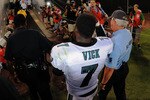 JACKSONVILLE, FL - SEPTEMBER 26:  Quarterback Michael Vick #7 of the Philadelphia Eagles leaves the field after defeating the Jacksonville Jaguars at EverBank Field on September 26, 2010 in Jacksonville, Florida. The Eagles defeated the Jaguars 28-3.  (Photo by Doug Benc/Getty Images)