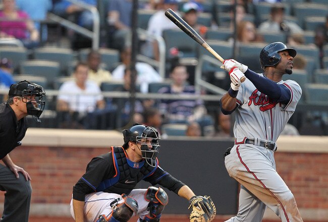 NEW YORK - SEPTEMBER 18:  Jason Heyward #22 of the Atlanta Braves in action against the New York Mets during their game on September 18, 2010 at Citi Field in the Flushing neighborhood of the Queens borough of New York City.  (Photo by Al Bello/Getty Images)