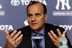 NEW YORK - SEPTEMBER 20:  Former New York Yankees manager Joe Torre speaks to the media prior to the game against the Tampa Bay Rays on September 20, 2010 at Yankee Stadium in the Bronx borough of New York City.  (Photo by Jim McIsaac/Getty Images)