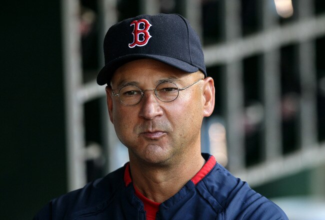 ANAHEIM, CA - JULY 27:  Manager Terry Francona of the Boston Red Sox stands in the dugout before the game with the Los Angeles Angels of Anaheim on July 27, 2010 at Angel Stadium in Anaheim, California.  (Photo by Stephen Dunn/Getty Images)