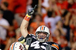AUBURN, AL - SEPTEMBER 25:  Philip Lutzenkirchen #43 of the Auburn Tigers celebrate after pulling in this go-ahead touchdown reception against the South Carolina Gamecocks at Jordan-Hare Stadium on September 25, 2010 in Auburn, Alabama.  (Photo by Kevin C. Cox/Getty Images)