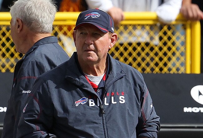 GREEN BAY, WI - SEPTEMBER 19: Head coach Chan Gailey of the Buffalo Bills watches as his team takes on the Green Bay Packers at Lambeau Field on September 19, 2010 in Green Bay, Wisconsin. The Packers defeated the Bills 34-7. (Photo by Jonathan Daniel/Getty Images)