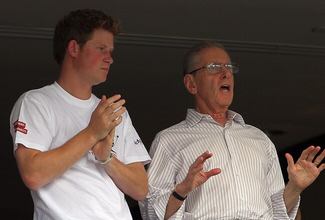 NEW YORK - JUNE 26:  Prince Harry and Mets owner, Fred Wilpon watch on from a private box during the game between the Minnesota Twins and the New York Mets at Citi Field on June 26, 2010 in the Flushing neighborhood of the Queens borough of New York City.  (Photo by Nick Laham/Getty Images)
