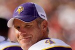 SAN FRANCISCO - AUGUST 22:  Brett Favre #4 of the Minnesota Vikings stands on the sidelines during their preseason game against the San Francisco 49ers at Candlestick Park on August 22, 2010 in San Francisco, California.  (Photo by Ezra Shaw/Getty Images)