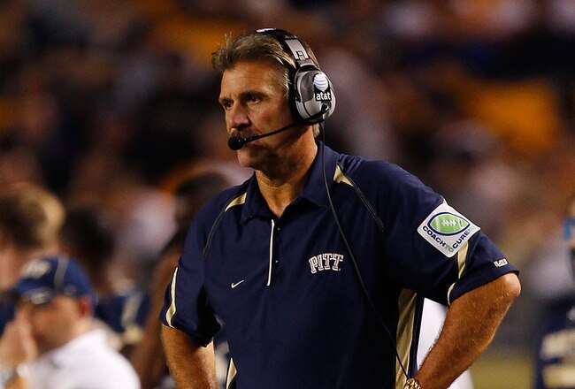 PITTSBURGH - SEPTEMBER 23:  Head coach Dave Wannstedt of the Pittsburgh Panthers watches his team play against the Miami Hurricanes on September 23, 2010 at Heinz Field in Pittsburgh, Pennsylvania.  (Photo by Jared Wickerham/Getty Images)