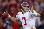 PALO ALTO, CA - OCTOBER 09:  Matt Barkley #7 of the USC Trojans passes the ball during their game against the Stanford Cardinal at Stanford Stadium on October 9, 2010 in Palo Alto, California.  (Photo by Ezra Shaw/Getty Images)