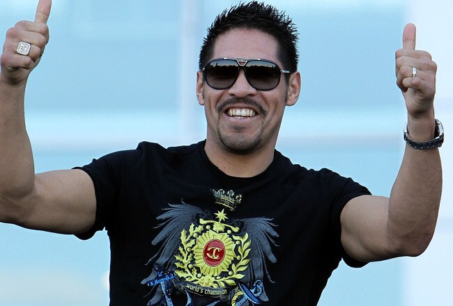 ARLINGTON, TX - MARCH 12:  Boxer Antonio Margarito of Mexico poses in front of Cowboys Stadium before the weigh-in for the WBO welterweight title fight between Manny Pacquiao of the Philippines and Joshua Clottey of Ghana on March 12, 2010 in Arlington, Texas.  Pacquiao and Clottey will fight March 13, 2010 in Cowboys Stadium.  (Photo by Jed Jacobsohn/Getty Images)