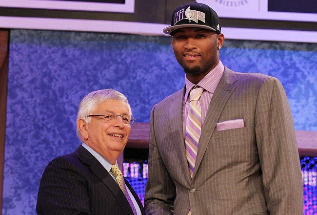 NEW YORK - JUNE 24:  DeMarcus Cousins stands with NBA Commisioner David Stern after being drafted fifth by  The Sacramento Kings at Madison Square Garden on June 24, 2010 in New York City.  NOTE TO USER: User expressly acknowledges and agrees that, by downloading and or using this photograph, User is consenting to the terms and conditions of the Getty Images License Agreement. (Photo by Al Bello/Getty Images)