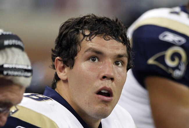 DETROIT - OCTOBER 10:  Sam Bradford #8 of the St. Louis Rams during the fourth quarter of the game against the Detroit Lions at Ford Field on October 10, 2010 in Detroit, Michigan. The Lions defeated the Rams 44-6.  (Photo by Leon Halip/Getty Images)