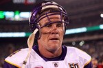 EAST RUTHERFORD, NJ - OCTOBER 11:  Brett Favre #4 of the Minnesota Vikings walks off the field after the New York Jets won 29-20 at New Meadowlands Stadium on October 11, 2010 in East Rutherford, New Jersey.  (Photo by Andrew Burton/Getty Images)