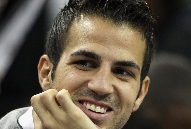 LONDON, ENGLAND - OCTOBER 04:  Arsenal and Spain international footballer Francesc Fabregas during the NBA Europe Live match between the Los Angeles Lakers and the Minnesota Timberwolves at the O2 arena on October 4, 2010 in London, England.  (Photo by Bryn Lennon/Getty Images)