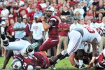 COLUMBIA, SC - OCTOBER 9: Quarterback Stephen Garcia #5 of the South Carolina Gamecocks sets to pass against the Alabama Crimson Tide October 9, 2010 at Williams-Brice Stadium in Columbia, South Carolina.  (Photo by Al Messerschmidt/Getty Images)