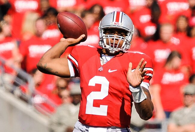 COLUMBUS, OH - OCTOBER 9:  Quarterback Terrelle Pryor #2 of the Ohio State Buckeyes passes against the Indiana Hoosiers at Ohio Stadium on October 9, 2010 in Columbus, Ohio.  (Photo by Jamie Sabau/Getty Images)