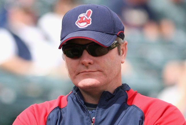 TEMPE, AZ - MARCH 08:  Manager Eric Wedge of the Cleveland Indians stands on the field during the spring training game against the Oakland Athletics at Phoenix Municipal Stadium on March 8, 2009 in Tempe, Arizona. The A's defeated the Indians 8-5.  (Photo by Christian Petersen/Getty Images)