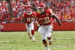 KANSAS CITY, MO - SEPTEMBER 26: Dexter McCluster #22 of the Kansas City Chiefs runs downfield with a 31-yard touchdown reception against the San Francisco 49ers at Arrowhead Stadium on September 26, 2010 in Kansas City, Missouri. The Chiefs won 31-10. (Photo by Joe Robbins/Getty Images)
