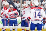 PITTSBURGH - MAY 12:  Mike Cammalleri #13 of the Montreal Canadiens celebrates his second-period goal against the Pittsburgh Penguins with teammates Andrei Kostitsyn #46, Jaroslav Spacek #6 and Tomas Plekanec #14 in Game Seven of the Eastern Conference Semifinals during the 2010 Stanley Cup Playoffs at Mellon Arena on May 12, 2010 in Pittsburgh, Pennsylvania.  (Photo By Dave Sandford/Getty Images)