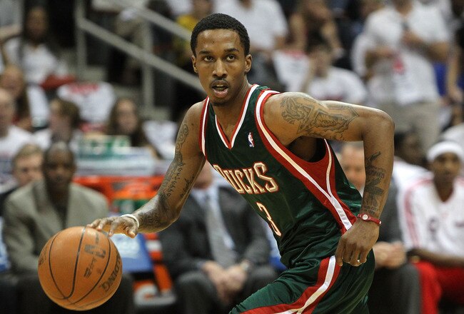 ATLANTA - MAY 2:  Guard Brandon Jennings #3 of the Milwaukee Bucks dribbles with the ball during Game Seven of the Eastern Conference Quarterfinals against the Atlanta Hawks during the 2010 NBA Playoffs at Philips Arena on May 2, 2010 in Atlanta, Georgia. The Hawks beat the Bucks 95-74.  NOTE TO USER: User expressly acknowledges and agrees that, by downloading and/or using this photograph, user is consenting to the terms and conditions of the Getty Images License Agreement.  (Photo by Mike Zarrilli/Getty Images)
