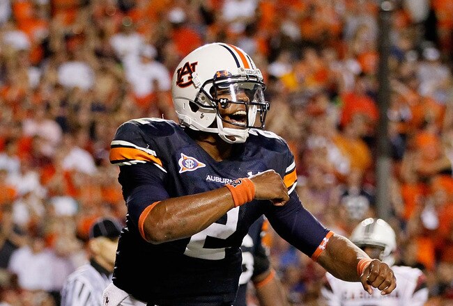 AUBURN, AL - SEPTEMBER 25:  Quarterback Cameron Newton #2 of the Auburn Tigers against the South Carolina Gamecocks at Jordan-Hare Stadium on September 25, 2010 in Auburn, Alabama.  (Photo by Kevin C. Cox/Getty Images)