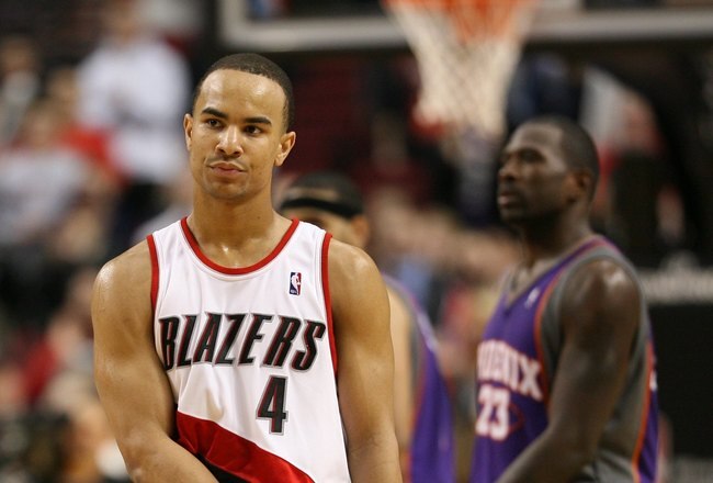 PORTLAND, OR - APRIL 29:  Jerryd Bayless #4 of the Portland Trail Blazers in action against the Phoenix Suns during Game Six of the Western Conference Quarterfinals of the NBA Playoffs on April 29, 2010 at the Rose Garden in Portland, Oregon. The Suns defeated the Blazers 99-90. NOTE TO USER: User expressly acknowledges and agrees that, by downloading and or using this Photograph, user is consenting to the terms and conditions of the Getty Images License Agreement. (Photo by Otto Greule Jr/Getty Images)
