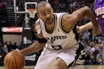 SAN ANTONIO - MAY 09:  Guard Tony Parker #9 of the San Antonio Spurs in Game Four of the Western Conference Semifinals during the 2010 NBA Playoffs at AT&T Center on May 9, 2010 in San Antonio, Texas. NOTE TO USER: User expressly acknowledges and agrees that, by downloading and or using this photograph, User is consenting to the terms and conditions of the Getty Images License Agreement.  (Photo by Ronald Martinez/Getty Images)