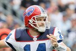FOXBORO, MA - SEPTEMBER 26:  Ryan Fitzpatrick #14 of the Buffalo Bills looks to pass in the second half against the New England Patriots during on September 26, 2010 at Gillette Stadium in Foxboro, Massachusetts. The Patriots defeated the Bills 38-30.  (Photo by Elsa/Getty Images)